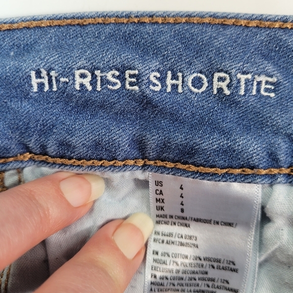 American Eagle Outfitters Hi-Rise Shortie Denim Shorts Cutoffs 4 - Picture 8 of 8